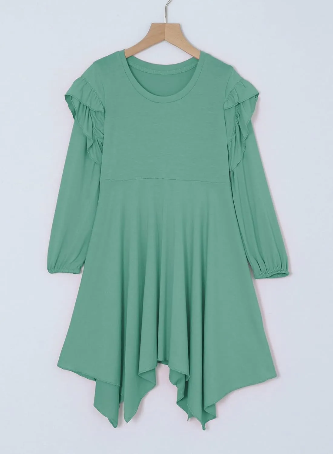 blibean Girl Long Sleeve High Low Dresses Tween Cute Swing Dress Size 6-15 Years