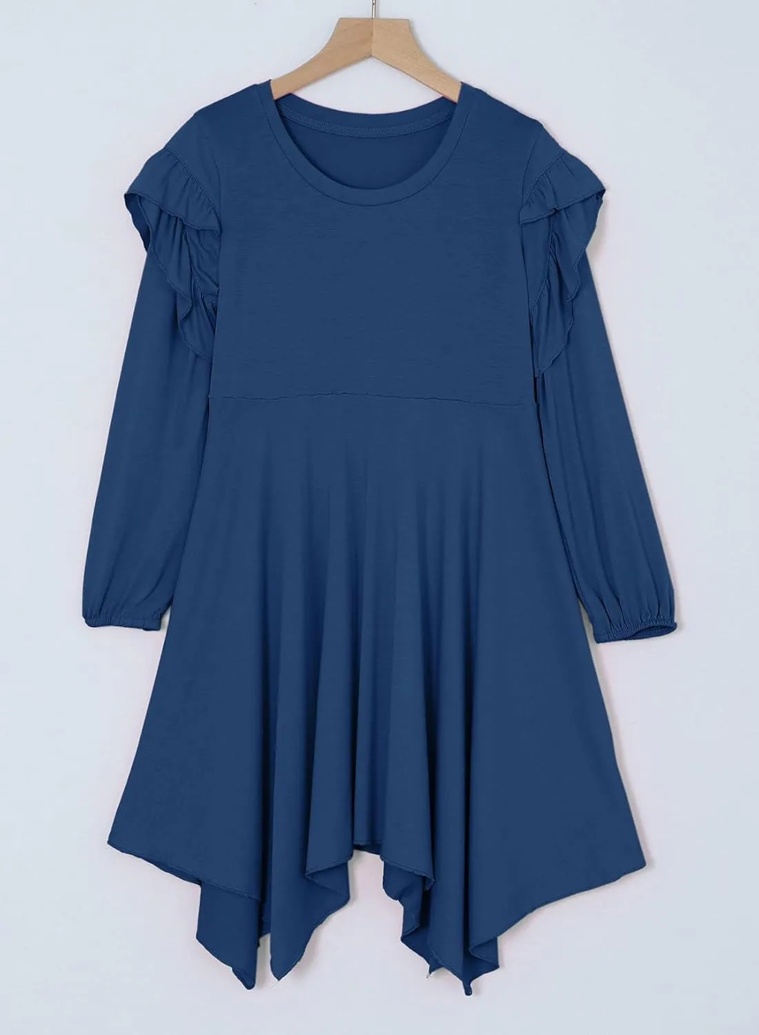 blibean Girl Long Sleeve High Low Dresses Tween Cute Swing Dress Size 6-15 Years