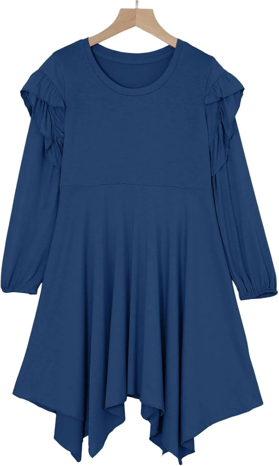 blibean Girl Long Sleeve High Low Dresses Tween Cute Swing Dress Size 6-15 Years