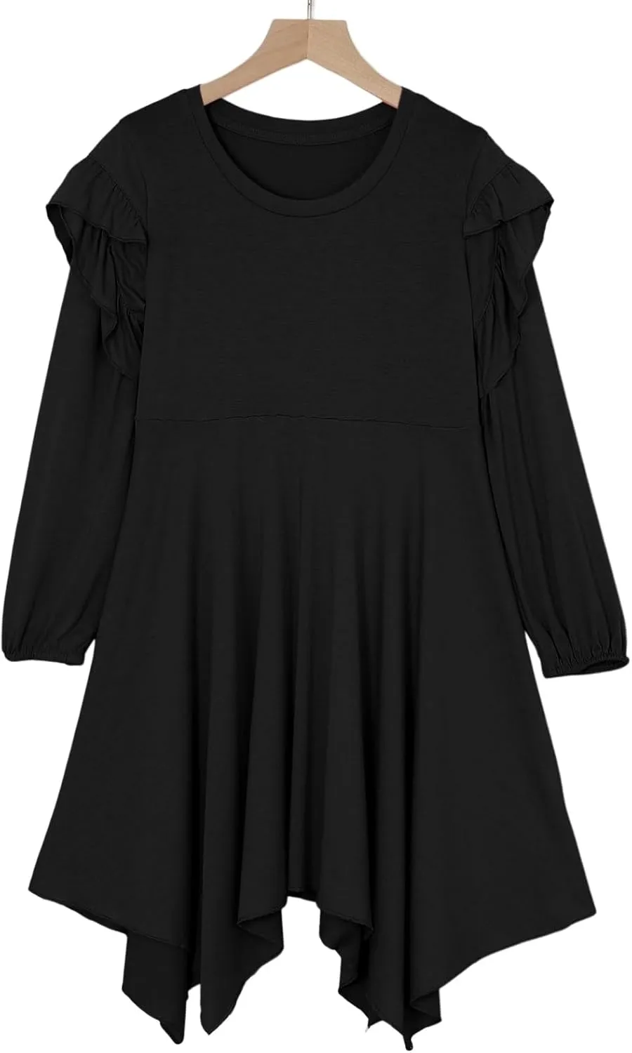blibean Girl Long Sleeve High Low Dresses Tween Cute Swing Dress Size 6-15 Years