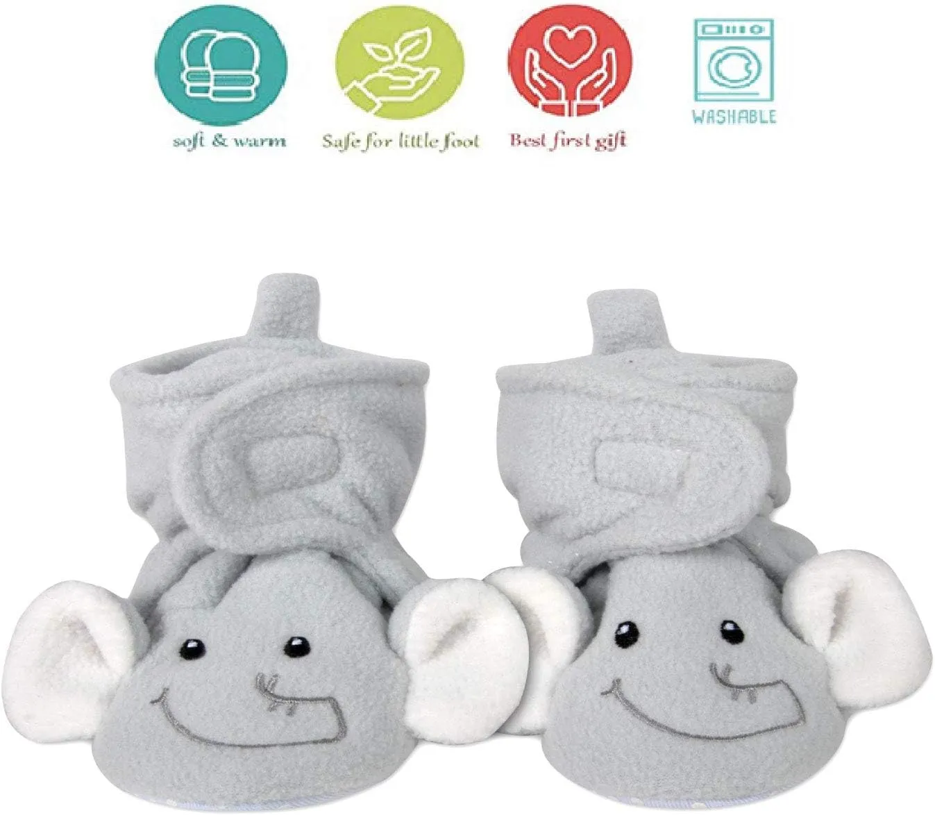 Cozy Fleece Baby Booties- Sherpa Baby Crib Booties Soft Soled Winter Shoes Unisex Fleece Booties Baby Boy, Baby Girl 0-6 Months