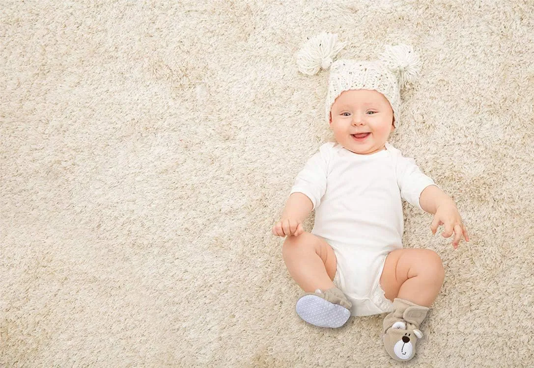 Cozy Fleece Baby Booties- Sherpa Baby Crib Booties Soft Soled Winter Shoes Unisex Fleece Booties Baby Boy, Baby Girl 0-6 Months