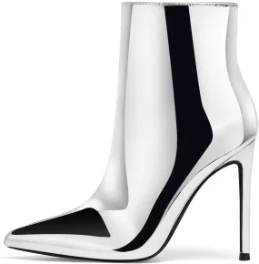GENSHUO Ankle Boots For Women Pointed Toe 4 Inch High Heel Zipper Stiletto Heels Fall Booties