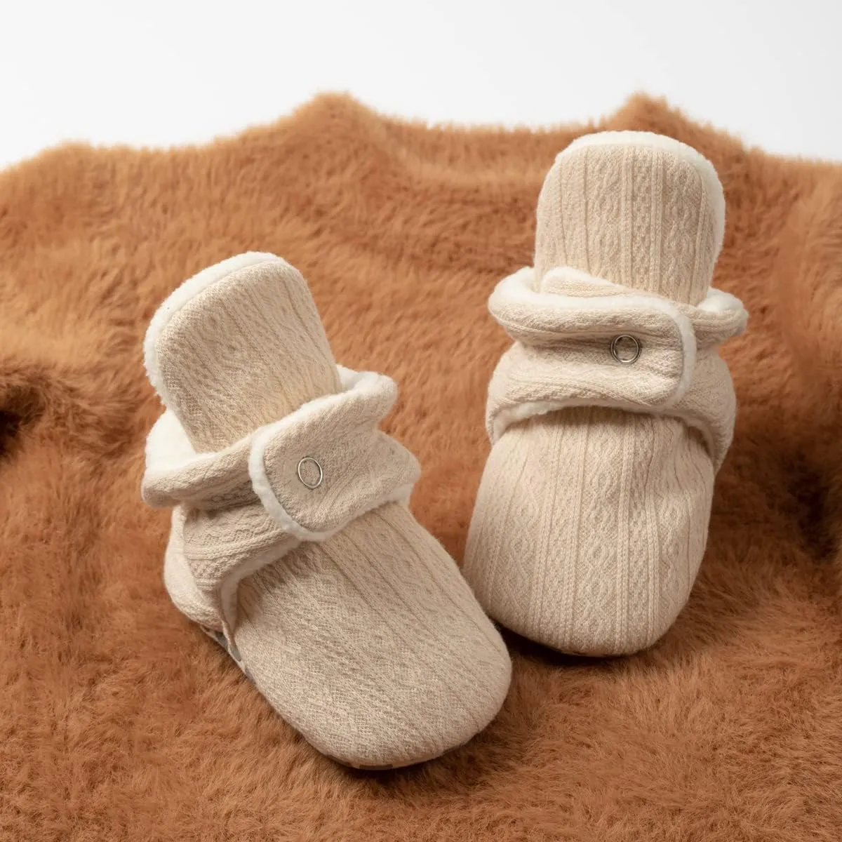 HsdsBebe Unisex Newborn Baby Cotton Booties Non-Slip Sole for Toddler Boys Girls Infant Winter Warm Fleece Cozy Socks Shoes