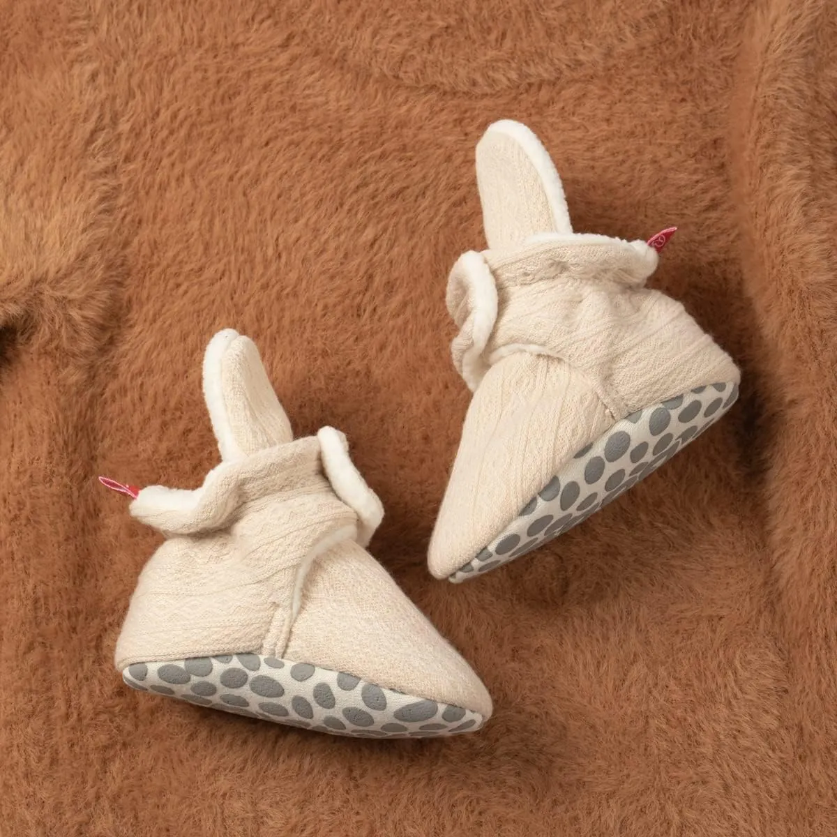 HsdsBebe Unisex Newborn Baby Cotton Booties Non-Slip Sole for Toddler Boys Girls Infant Winter Warm Fleece Cozy Socks Shoes