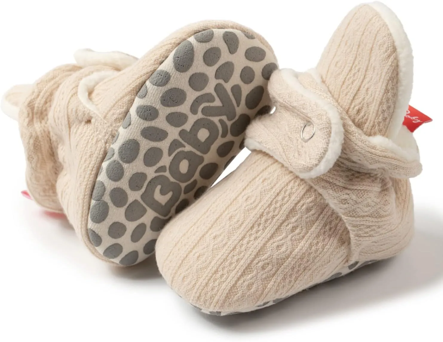 HsdsBebe Unisex Newborn Baby Cotton Booties Non-Slip Sole for Toddler Boys Girls Infant Winter Warm Fleece Cozy Socks Shoes