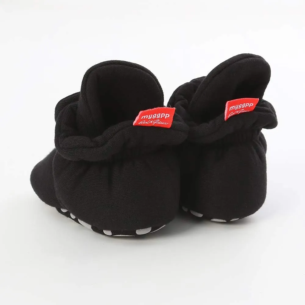 HsdsBebe Unisex Newborn Baby Cotton Booties Non-Slip Sole for Toddler Boys Girls Infant Winter Warm Fleece Cozy Socks Shoes