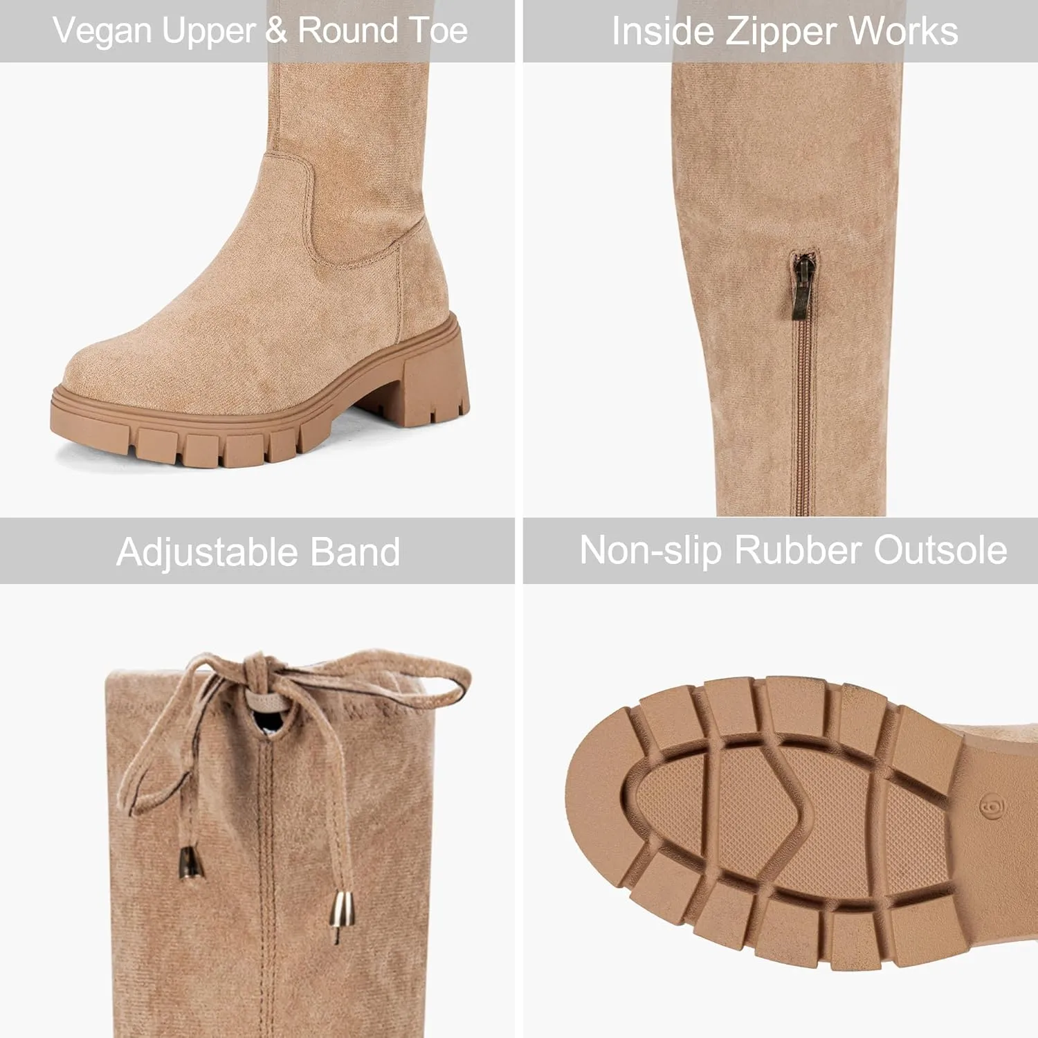 Jeossy Women's 990 Over The Knee High Boots Platform Thigh High Boots Round Toe Long Boots for Women
