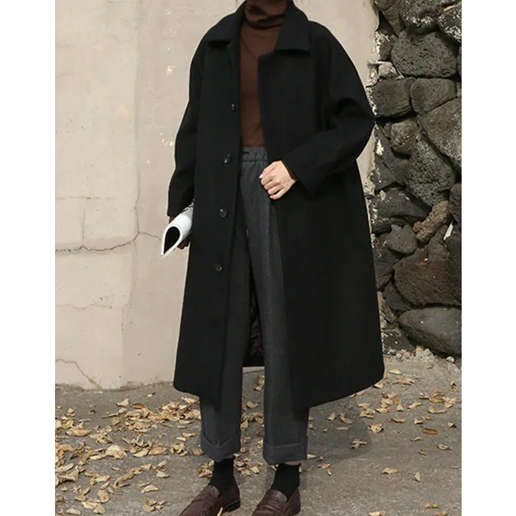 Joskaa Christmas Gift Women Wool Blends Female Winter Outwear Coats Warm Windbreaker Solid Simple Office Elegant Daily Party Date Korean Trendy Chic