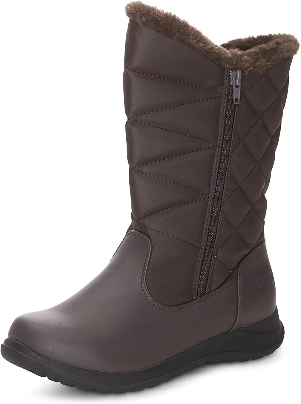 Khombu Women's Carly Winter Boots Warm Faux Fur-Lined Tall Mid-Calf Height with Dual Zippers