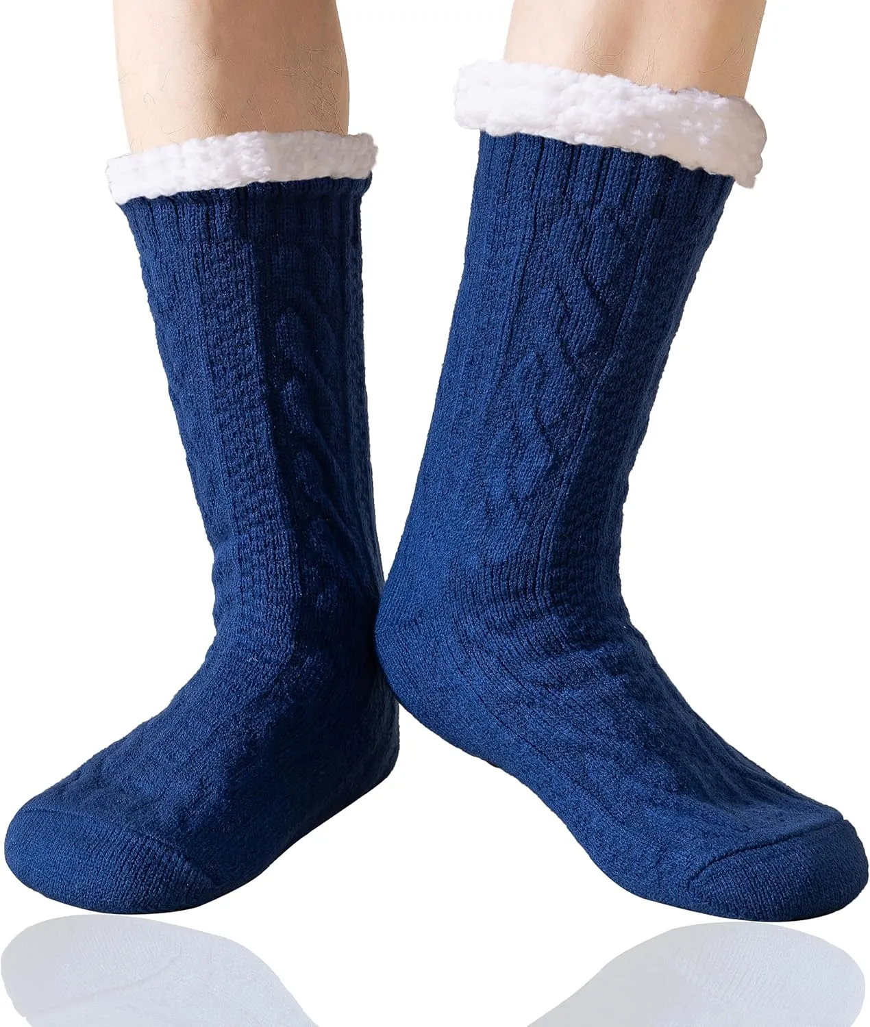 Mens Slipper Socks Winter Warm Fluffy Thick Heavy Thermal Fleece Lined Non Slip Home Socks