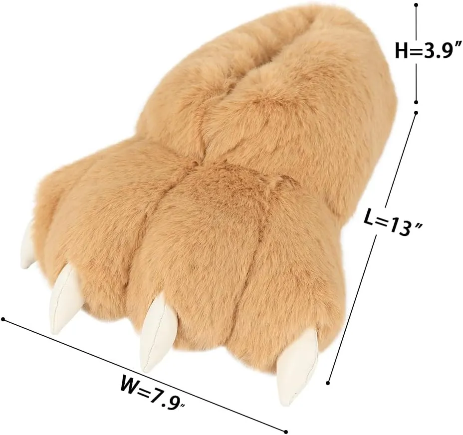 QinRuan Monster Paw Slippers, Fuzzy Animal Claw Comfortable Warm Plush Bear Paw Shoes