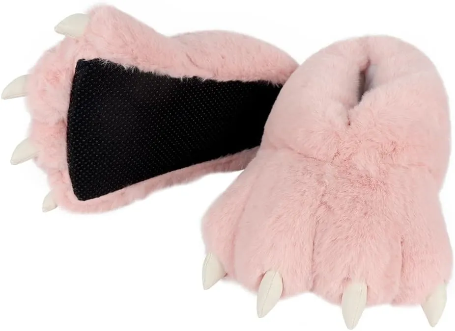 QinRuan Monster Paw Slippers, Fuzzy Animal Claw Comfortable Warm Plush Bear Paw Shoes