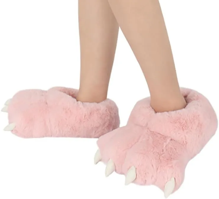 QinRuan Monster Paw Slippers, Fuzzy Animal Claw Comfortable Warm Plush Bear Paw Shoes